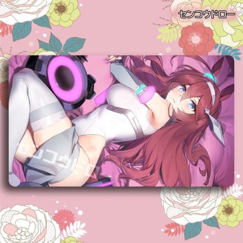 Senkou Draw Card Game Play Mat/Mouse Pad for Uma Musume, Pretty Derby, and Miho no Bourbon Anime Merchandise, Universal TCG Play Mat with Storage Case