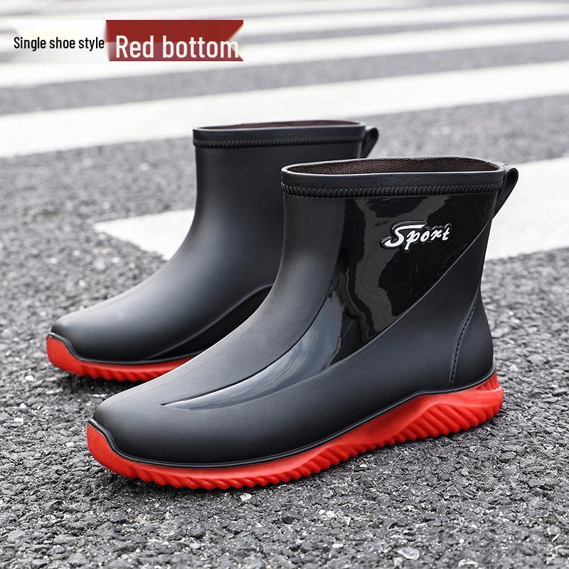 Men's Mid-Calf Non-Slip Fleece-Lined Rubber Rain Boots for Fashion, Work, and Outdoor Activities