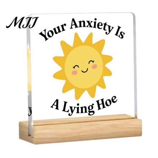 Desktop Spiritual Support Motivational Mental Health Decoration, Acrylic Sign with Wooden Stand, Quote Office Desk Decor, Inspirational Table Ornament