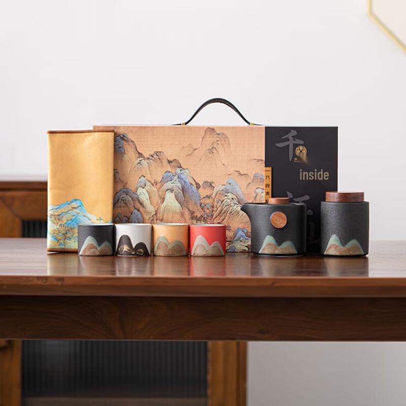 Zen Black Hand-Painted Ceramic Tea Set (Thousand Miles Series)