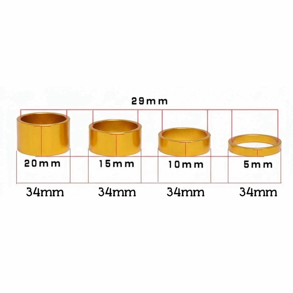 

8PCS Aluminum Alloy Bike Headset Washer Lighrweight 5mm/10mm/15mm/20mm Bike Stem Handlebar Spacers 4 Colors Front Fork Washer золотий