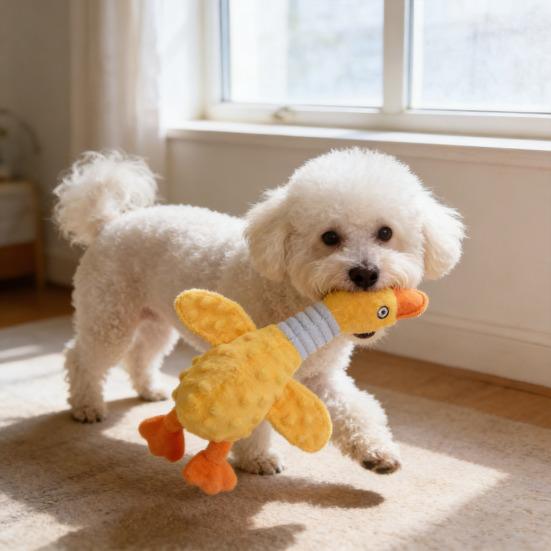 Stuffed Duck Dog Toy for Aggressive Chewers Soft Plush Duck Toy with Squeaker Crinkle Paper Puppy Chew Toy for Interactive Play And Boredom Relief