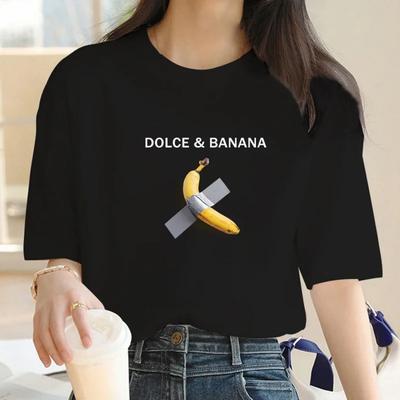 Dolce Bananenprint Y2k T-Shirt für Damen Sommer Damen Kurzarm-T-Shirts Kleidung Locker Rein Ästhetische Kleidung