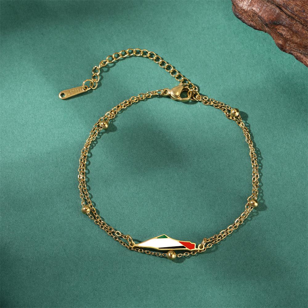 My Shape Braccialetti con Ciondoli Mappa Bandiera Palestina per Donne Acciaio Inossidabile Mappa Geografica Paese Palestina Bracciale Gioielli