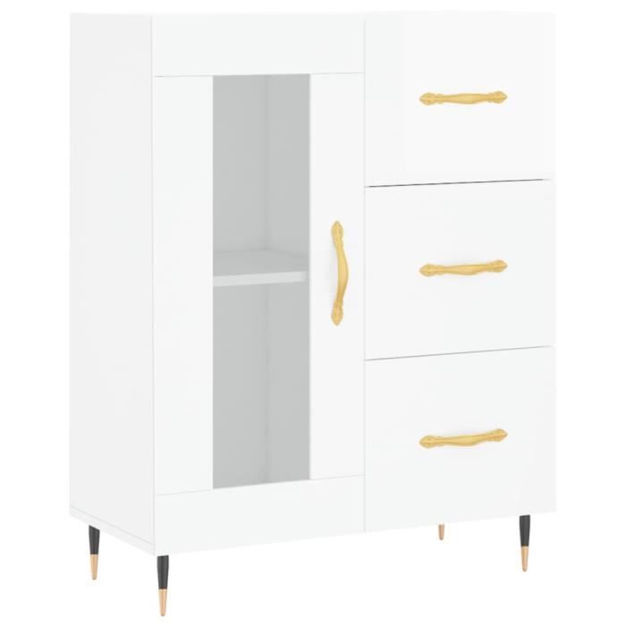 VidaXL Buffet Blanc brillant 69,5x34x90 cm Bois d'ingénierie 828022