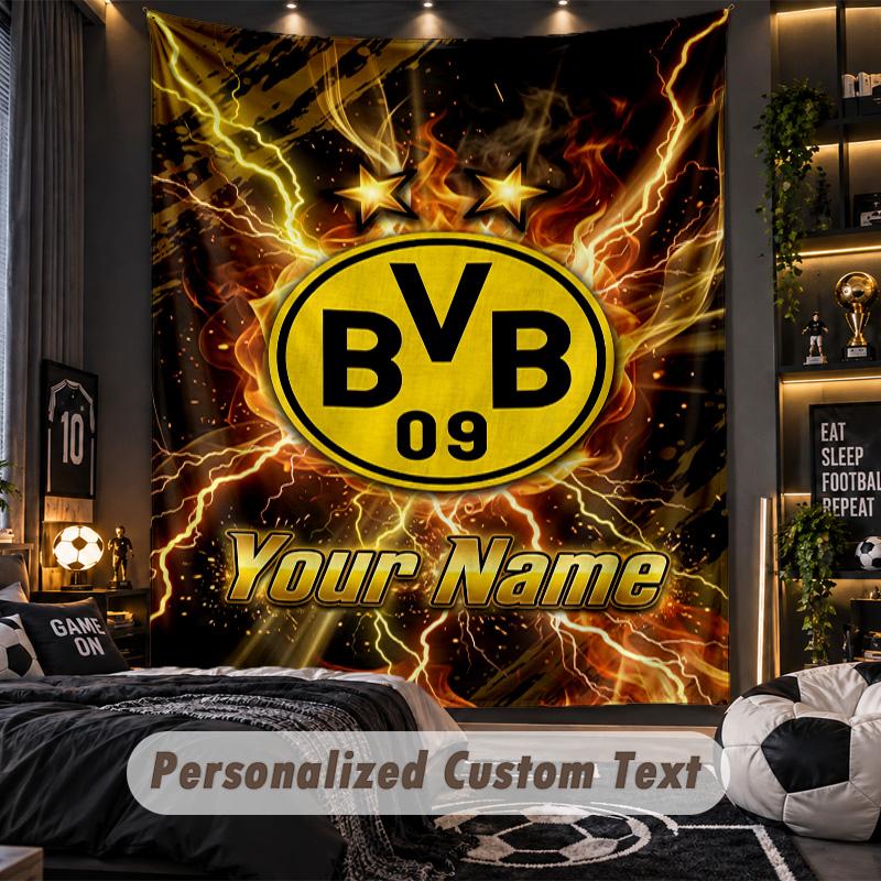 ArazzoBorussia Dortmund Nome Personalizzato Testo Appeso a Parete Personalizzato Arazzo Decorazione Parete Casa