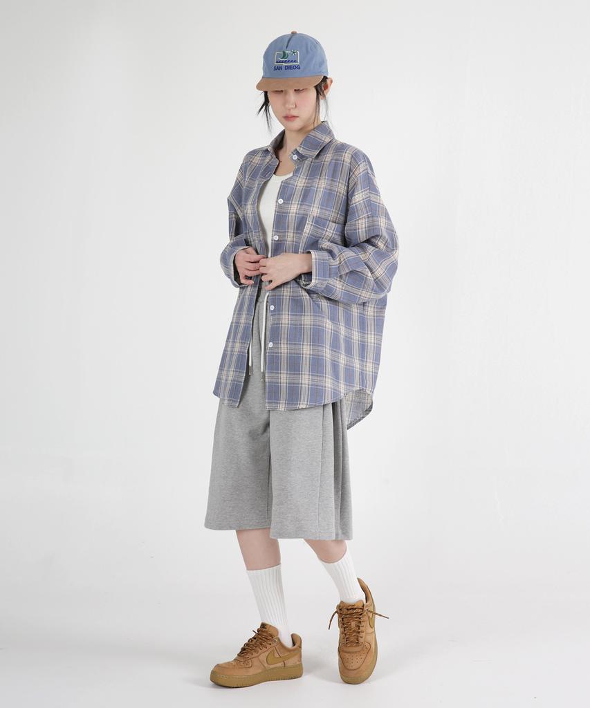UMM Women'S Pocket Oversized Check Shirt 2 Colors