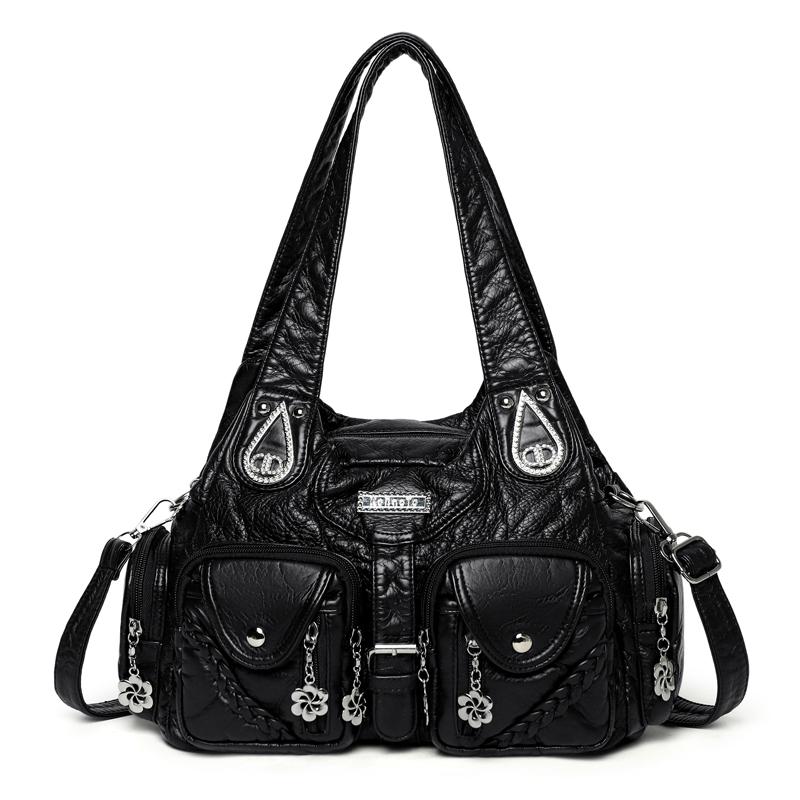 Women Soft Leather Top-Handle Bag Luxury Designer Handbag Solid Color Ladies Shoulder Crossbody Bag And Purse Commuting Tote Sac