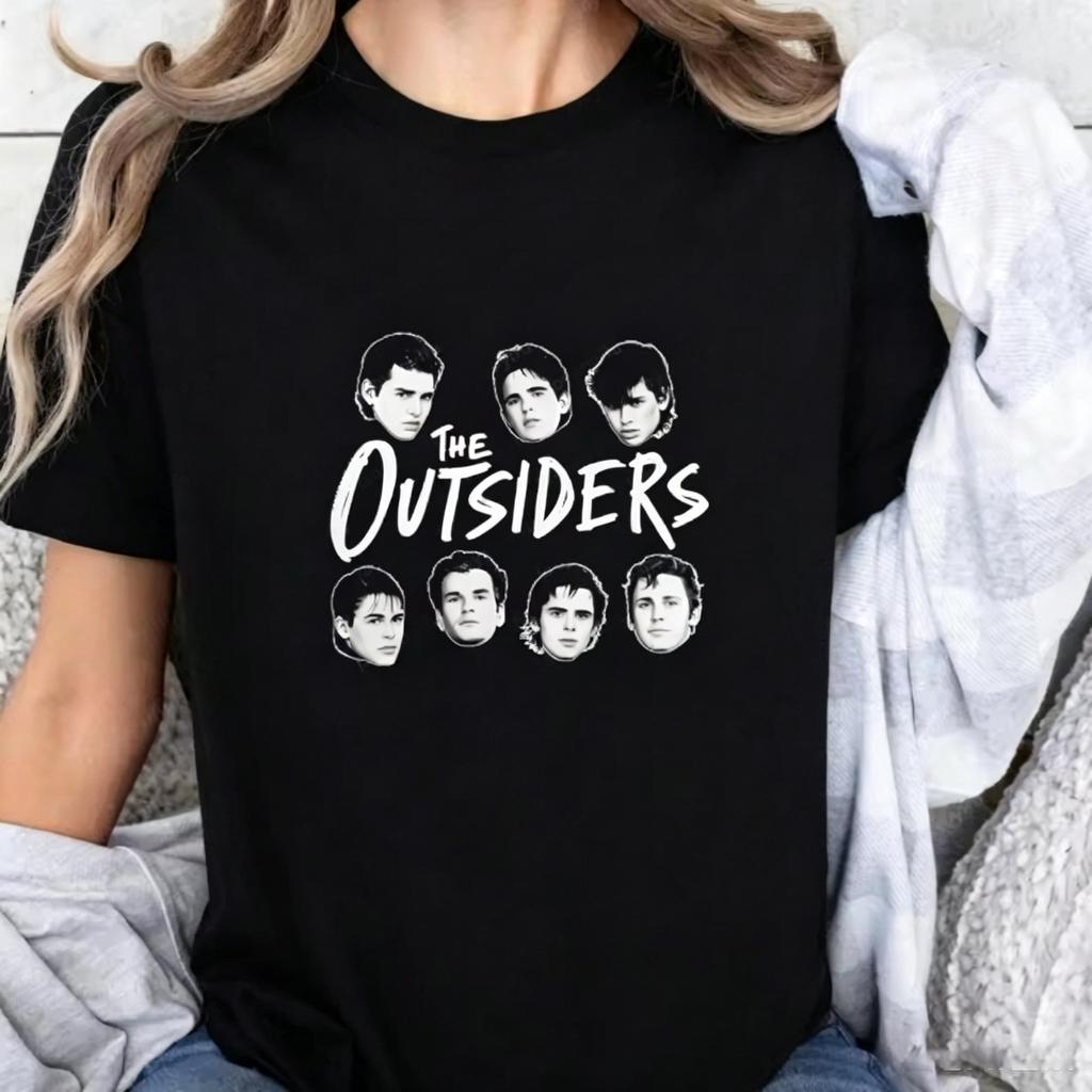 The Outsiders Filmcharakter Porträt Damen T‑Shirt Retro 80er Jahre Film Grafik T‑Shirt Lässiges Streetwear Kurzarm Top