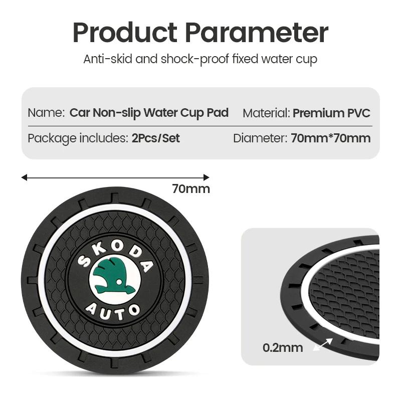 WMZW4 For Skoda Octavia Rapid Kodiaq Karoq Fabia Kamiq Sup Car Coaster Water Cup Bottle Holder Anti-slip Pad Mat Silica Gel Waterproof