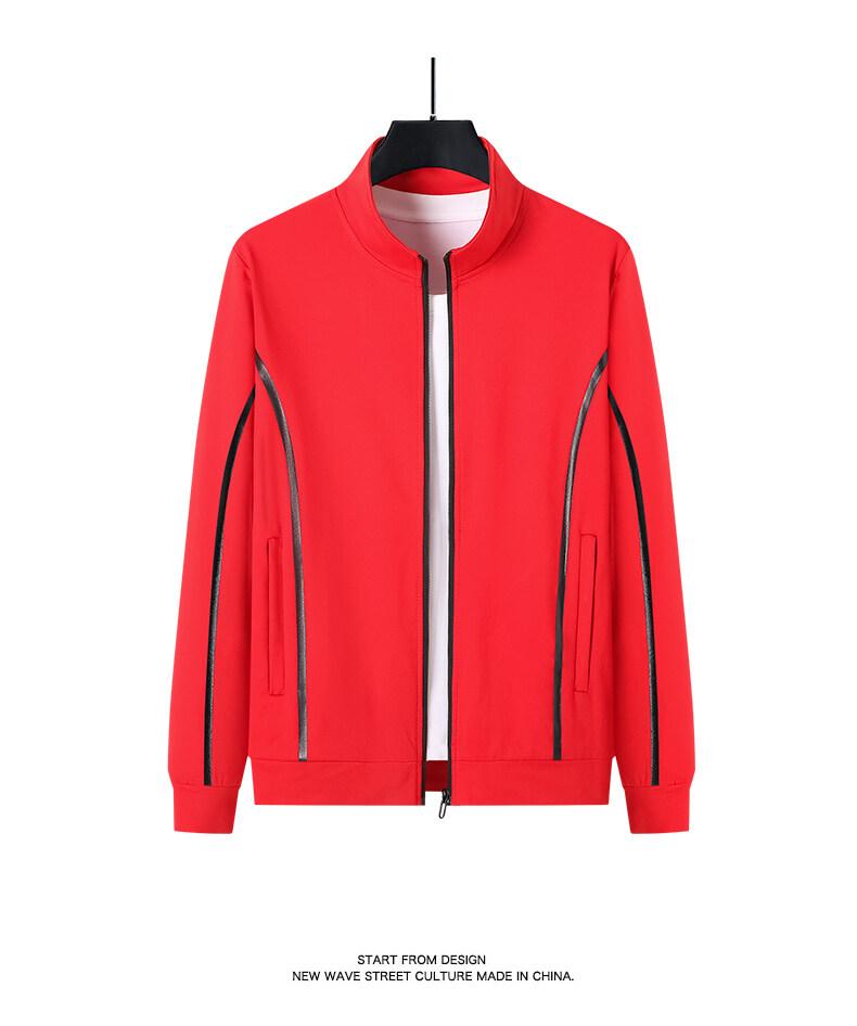 Men's Plus Size Cotton Casual Sports Set - Spring/Autumn Stand Collar Jacket & Two-Piece Trend