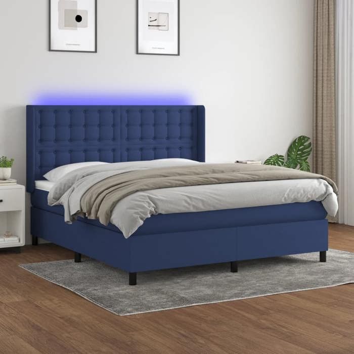 VidaXL Sommier à Lattes de Lit avec Matelas et LED, Lit Rembourré, Lit Double, Lit Adulte de Chambre à Coucher Intérieur, 3138659