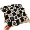 New Checkerboard Camellia Small Square Scarf Silk Scarf Headscarf Thin Versatile Scarf Herringbone Pattern Imitation Velvet Scarf Women
