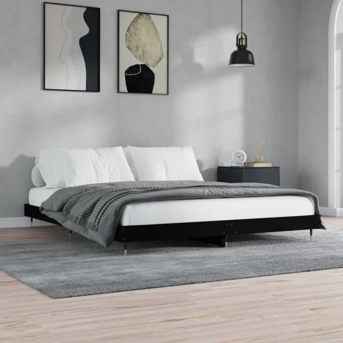 VidaXL Bed Frame Black 200x200 Cm Engineered Wood 832110