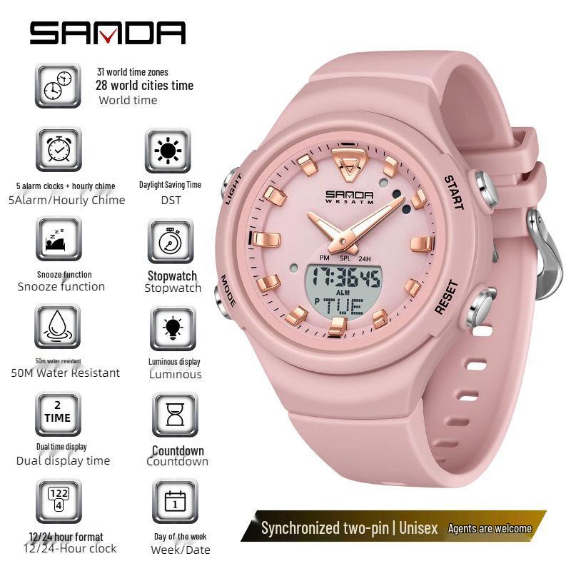 SANDA Dopamine Trend Waterproof Casual Wristwatch for Men and Women