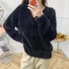 V-neck Imitation Mink Sweaters Women Thickened Knitted Pullovers Ladies Autumn Winter Warm Solid Loose Casual Jumpers