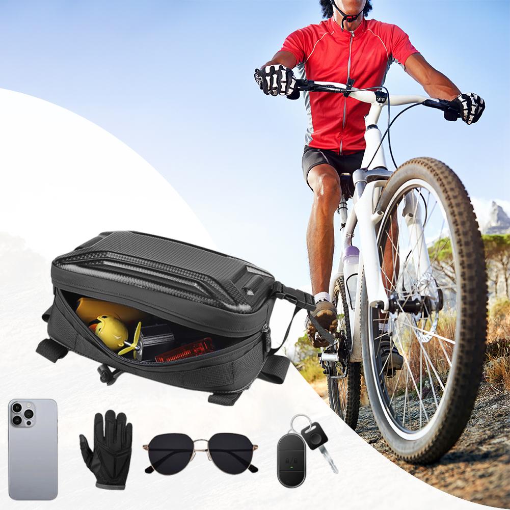 3L Bike Handlebar Bag Multifunctional Bike Front Tube Bag Adjustable Strap Bicycle Storage Bag Hard Shell Cycling Accessories