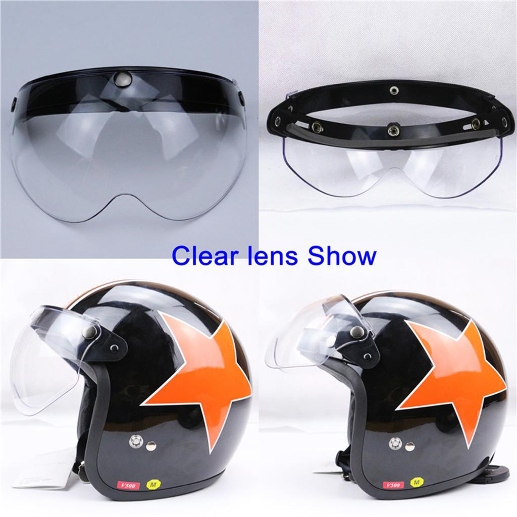 Universal Motorcycle Retro Pilot-Style Standard 3 Snap-Button Visor Flip Up Down Open Face Helmet Wind Shield Durable