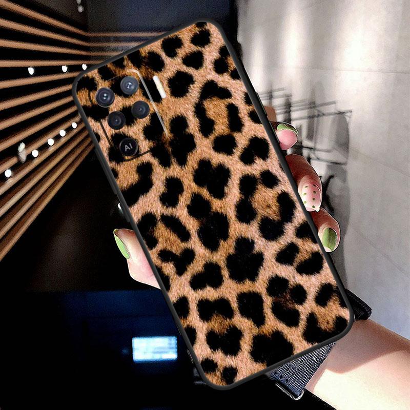 Tan Leopard Case For Oppo A78 A98 A18 A38 A58 A60 A80 A40 A77 A57 A17 A74 A54 A94 A96 A76 A16 A15 A5 Pro