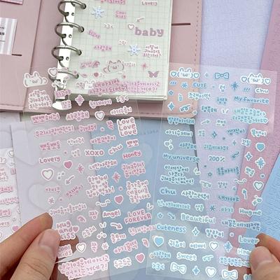 Glitter Stickers Scrapbooking Korean Deco Sticker Small Kawaii Rod Drop Stickers Journaling TTZ01