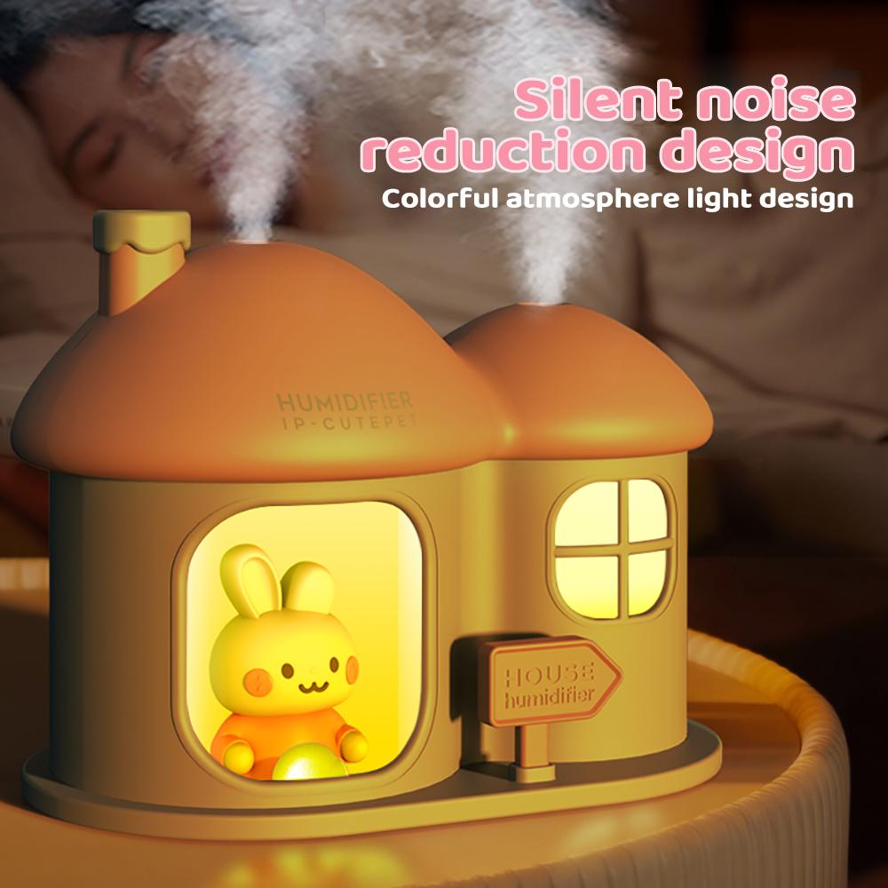Cartoon Luftbefeuchter USB 300ml Leise Tragbarer Aroma Diffusor Ätherische Öl Lampe mit 7 Farben Umgebungs-Nachtlicht Festivalgeschenke