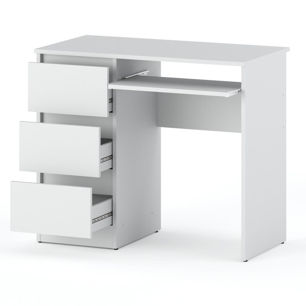 Weißer Computertisch 3 Schubladen 90 CM Schul-Gaming-Möbel