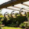 Solar-powered Moon-shaped Lantern with Hummingbird and Glass Ball Decorations, Suitable for Outdoor Garden and Patio Decorations