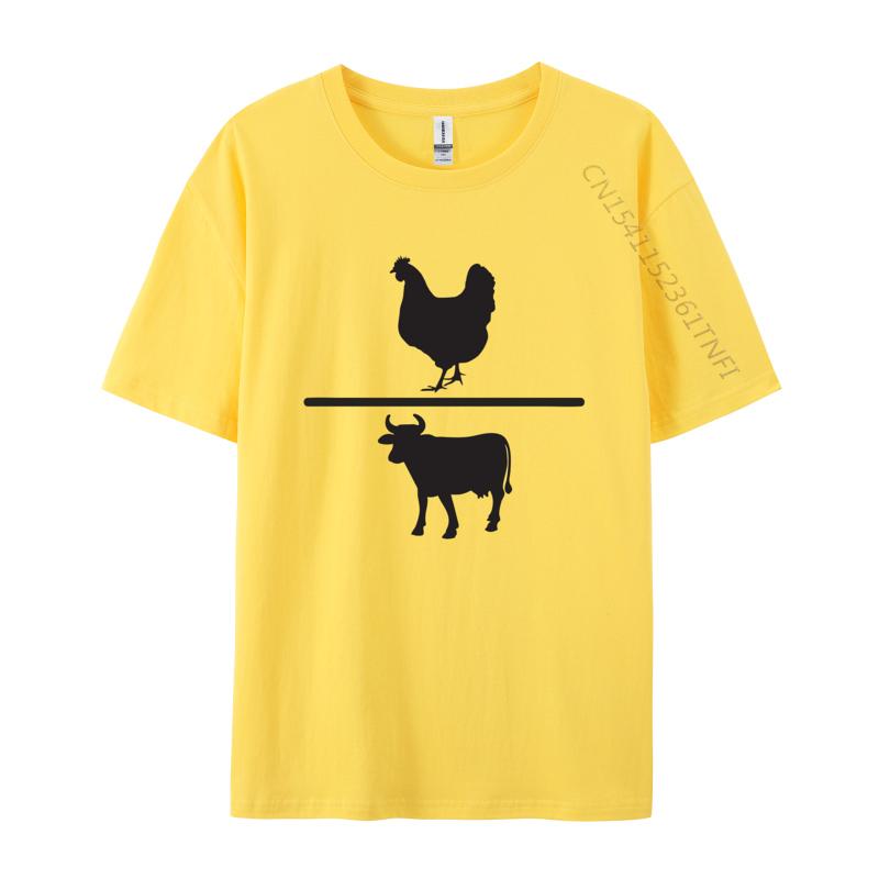 Vintage Chicken Vs Cow Tshirt Printed Tee Shirts Vintage High Quality New Tops Adult Clothing Oversize