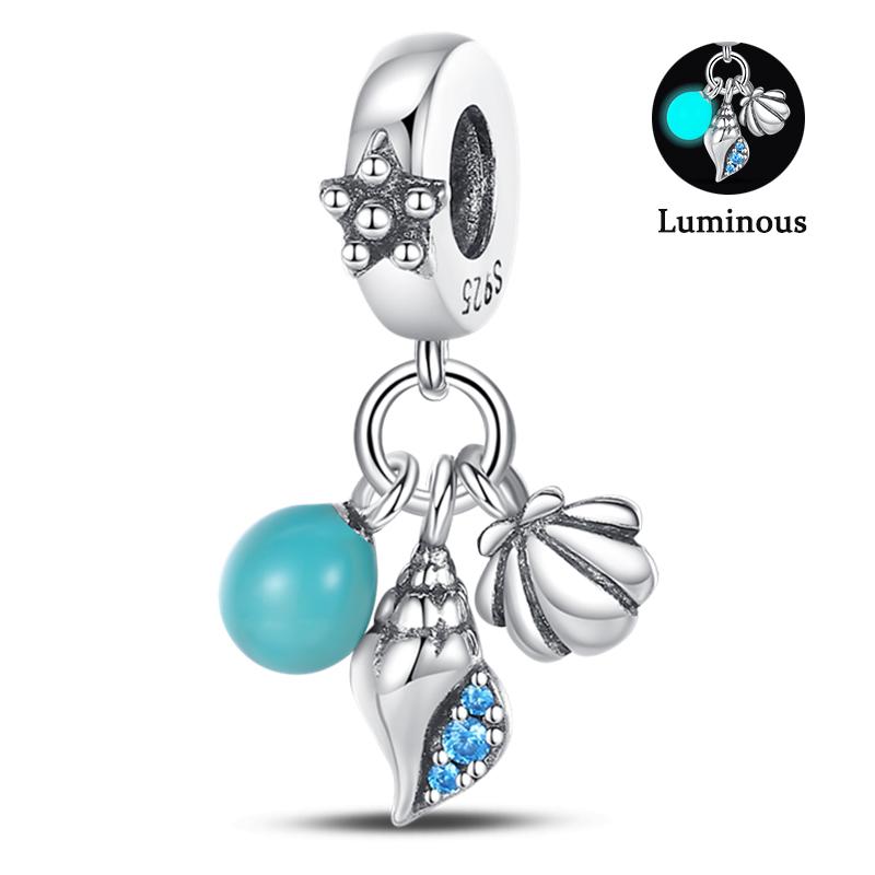 Charm Bead Components Compatible With Pan Copper Metal Firefly Ocean Star Butterfly Glowing Changing Color Trendy Authentic Original Bracelets Do It