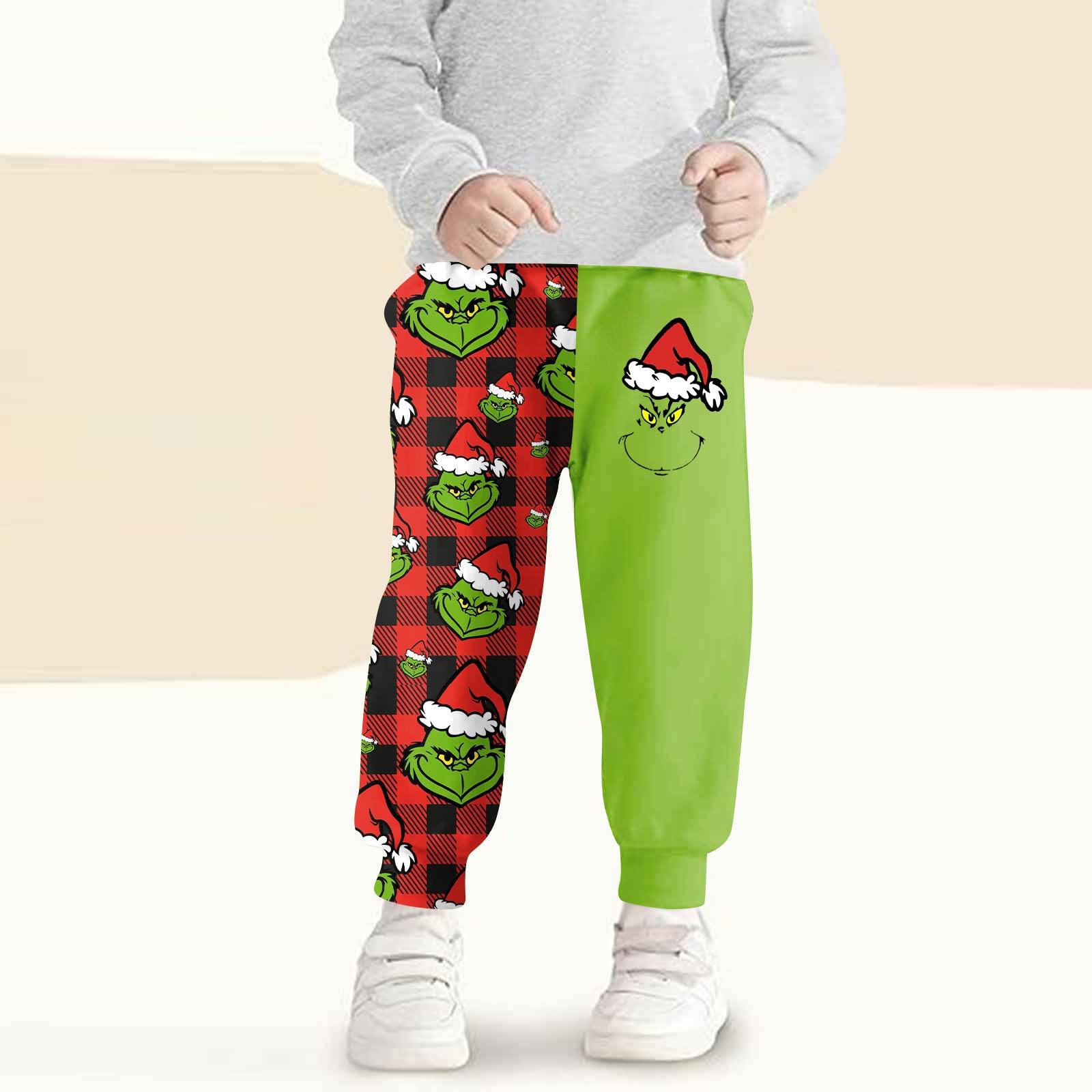 

Детская мода Рождественский принт Свободный крой Пояс Повседневные спортивные штаны 160 белый