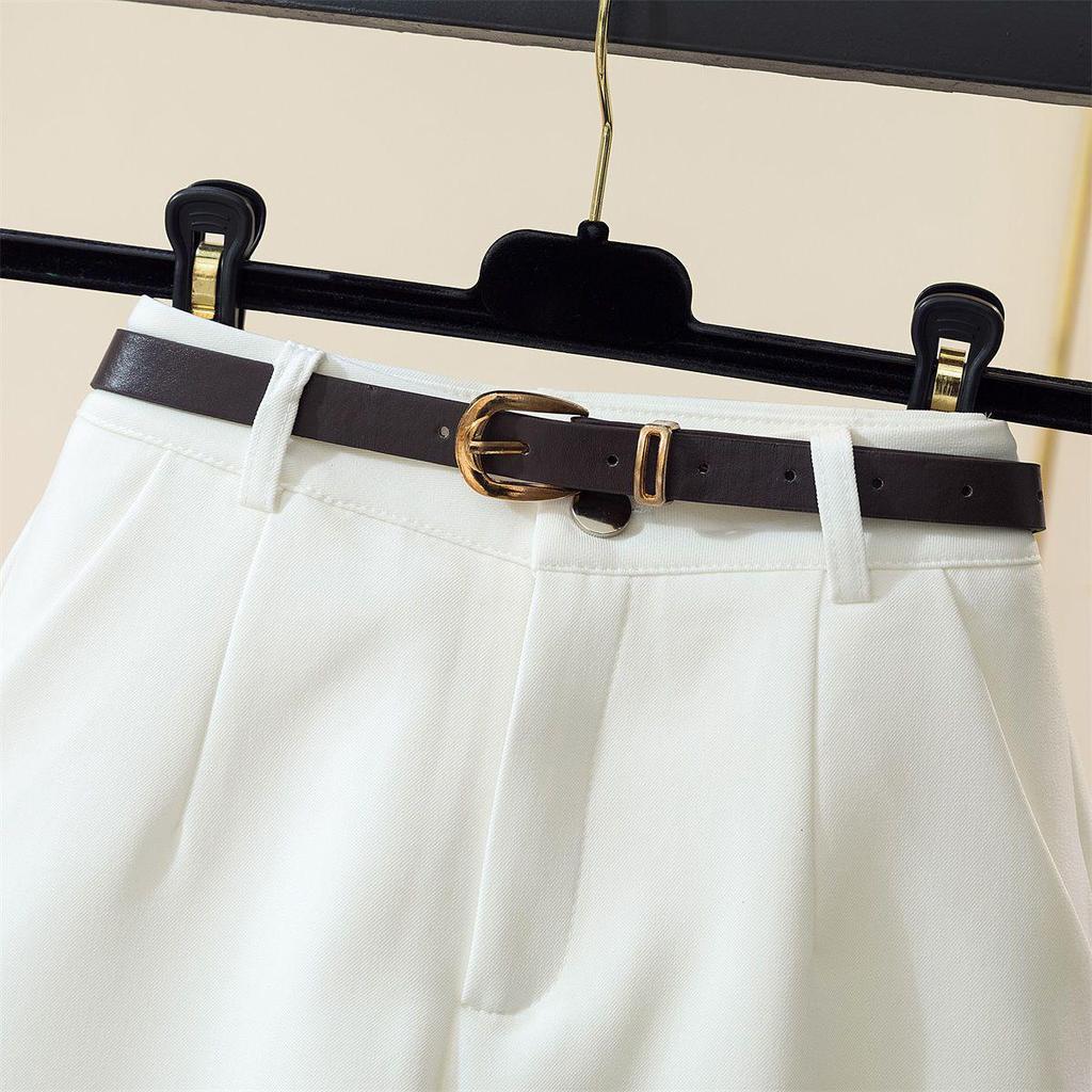 Elegant White High-Waisted Women's A-line Wide-Leg Suit Shorts - Summer 2026 Collection