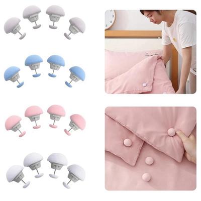 4 Pcs Mushroom Quilt Holder Bed Sheets Buckle Non-slip Quilt Blanket Clip One Key To Unlock Blankets Cover Fastener Clip Holder
