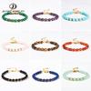 JD Natural Stone Green Aventurine 6mm Round Bead Stainless Steel Bracelet Women Trendy Adjustable Reiki Healing Jewelry Female