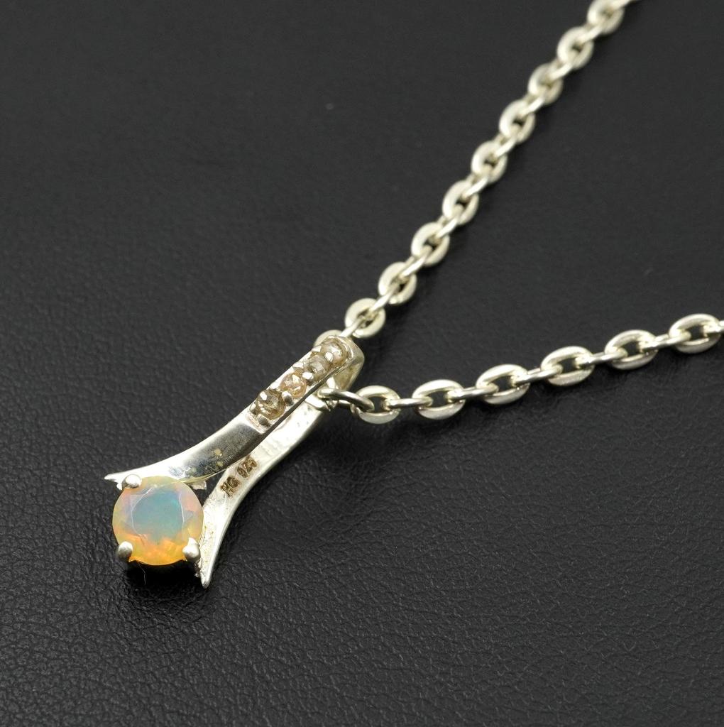 Handcrafted 925 Silver Pendant Featuring Natural Diamond and Opal Gemstone