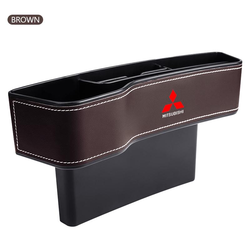 

Center Hub Cap Leather Storage Box Car Seat Organizer Crevice Storage Box for Mitsubishi Pajero Outlander Montero Lancer Left коричневый