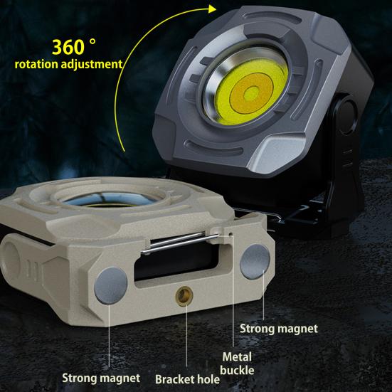 Mini Keychain Work Light Adjustable USB Rechargeable Waterproof Multi-function Portable Outdoor Camping Hiking Hanging Emergency Repair Lamp