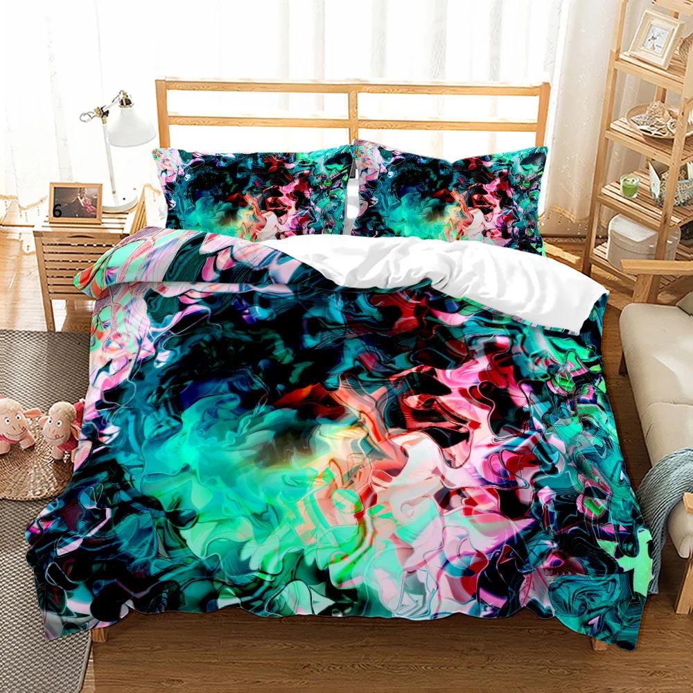 3-teiliges einseitig bedrucktes Serie Buntes Muster Bettbezug Bettwäscheset Bequemes Atmungsaktives Laken Bettdecke Bequemes Bettwäscheset