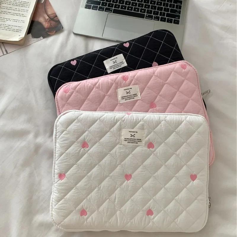 11/13/15 Inch Universal Korean Fashion Tablet PC Case Jacquard Heart Laptop Comupter Storage Bag Portable Large Capacity Bag