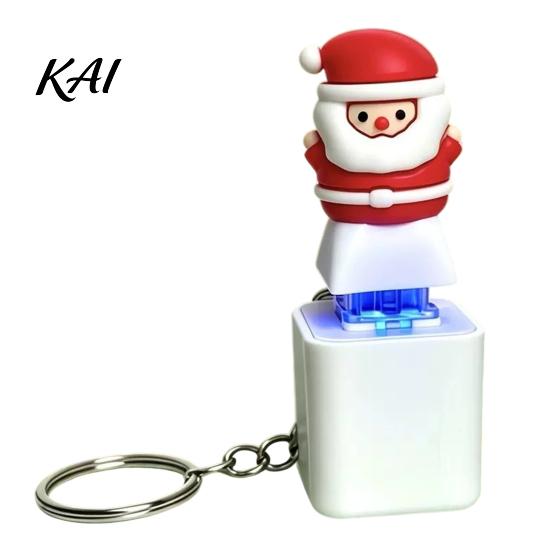 Christmas Gift for Adults Santa Claus Luminous Voice Keychain, Type?C Rechargeable Fidget Toy, Shape Key Holder Portable LED Light Pendant