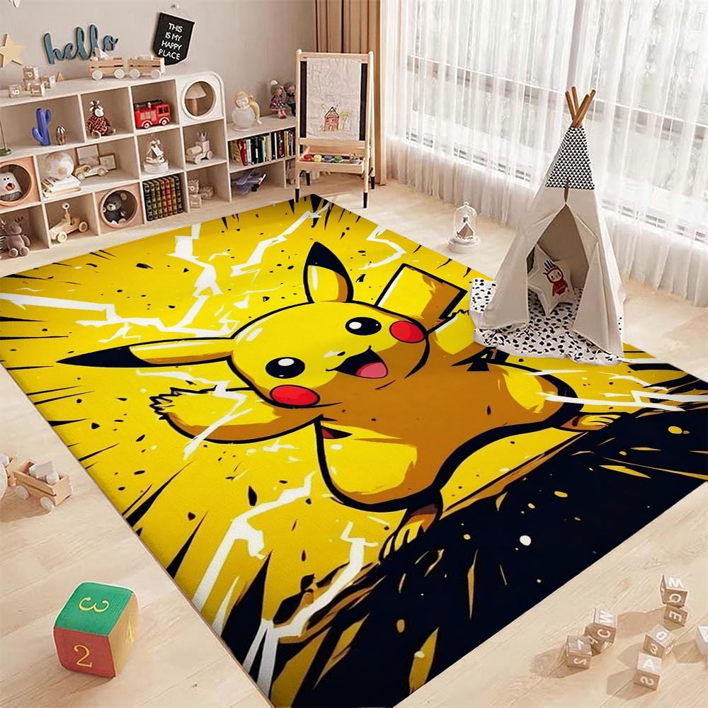 Pikachu Unleashes Rectangular Rug Thick Nonslip Carpet For Gaming Room Play Area Home Party Decor Gift For Friends
