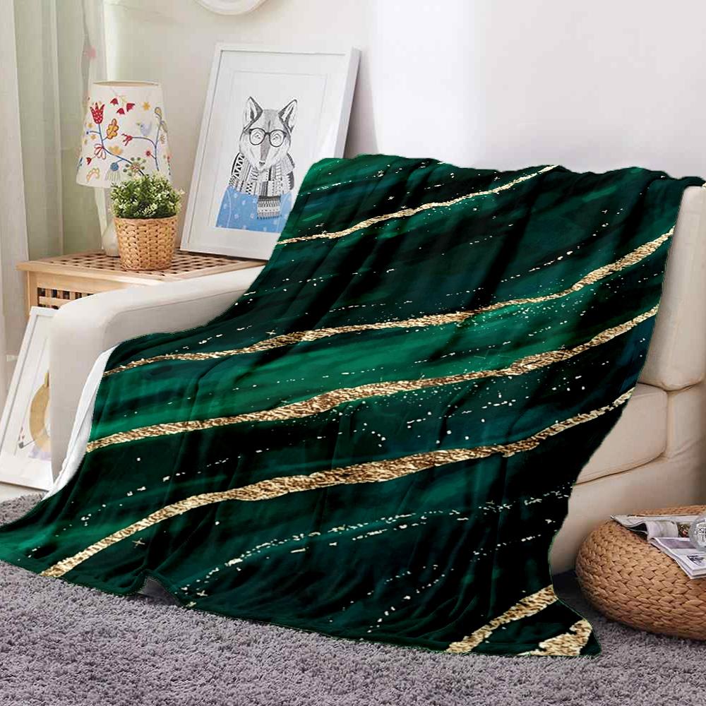 Emerald Waves Flannel Blanket Throw Blanket Soft Warm Sofa Bed Camping Car home Decor Unique Christmas Gift C930596