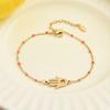 1pc Bohemian Stainless Steel Hamsa Hand Bracelet, Fashion Jewelry with 201 Stainless Steel Pendant, Elegant Accessory for Women