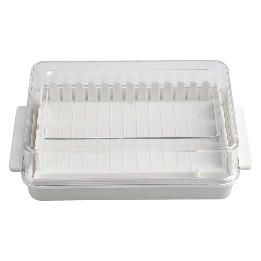 Butterbox Käselagerbox PP Weiß 16,5*9,5*5cm Butter Schnittkäse Kühlschrank Mit innerer Rippe Designed