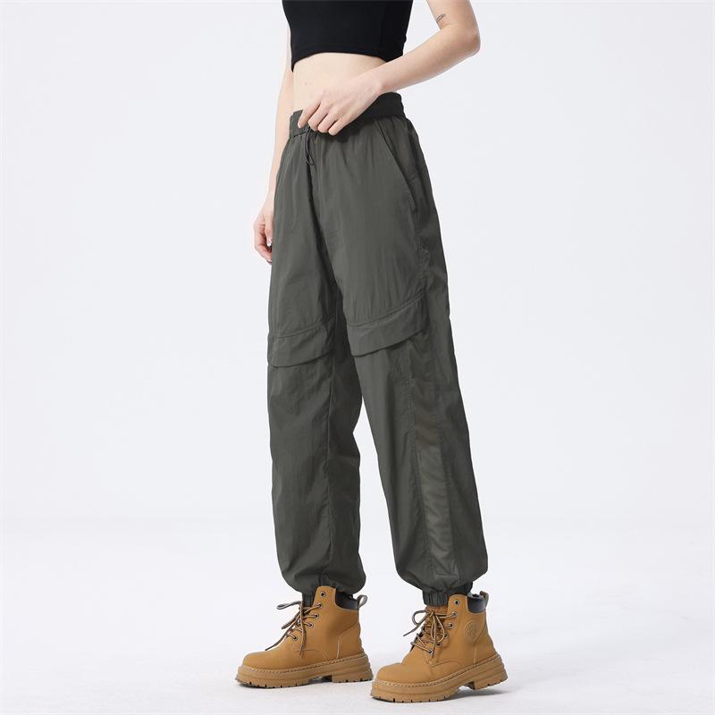 

Мужские и женские летние легкие брюки-карго в уличном стиле с прямыми штанинами, брюки-парашюты, быстросохнущие повседневные брюки-джоггеры из искусственного шелка 2XL