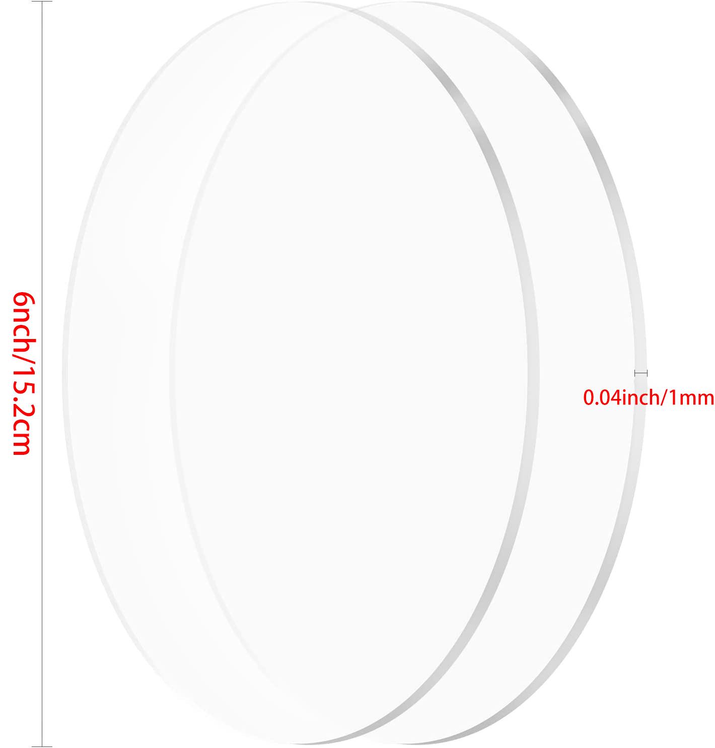 

6 Inch Round Clear Acrylic/Plexiglass Sheet Disc Circle Board Panel for Glass, DIY Project,Picture Frame,Painting, Art Craft 15PCS
