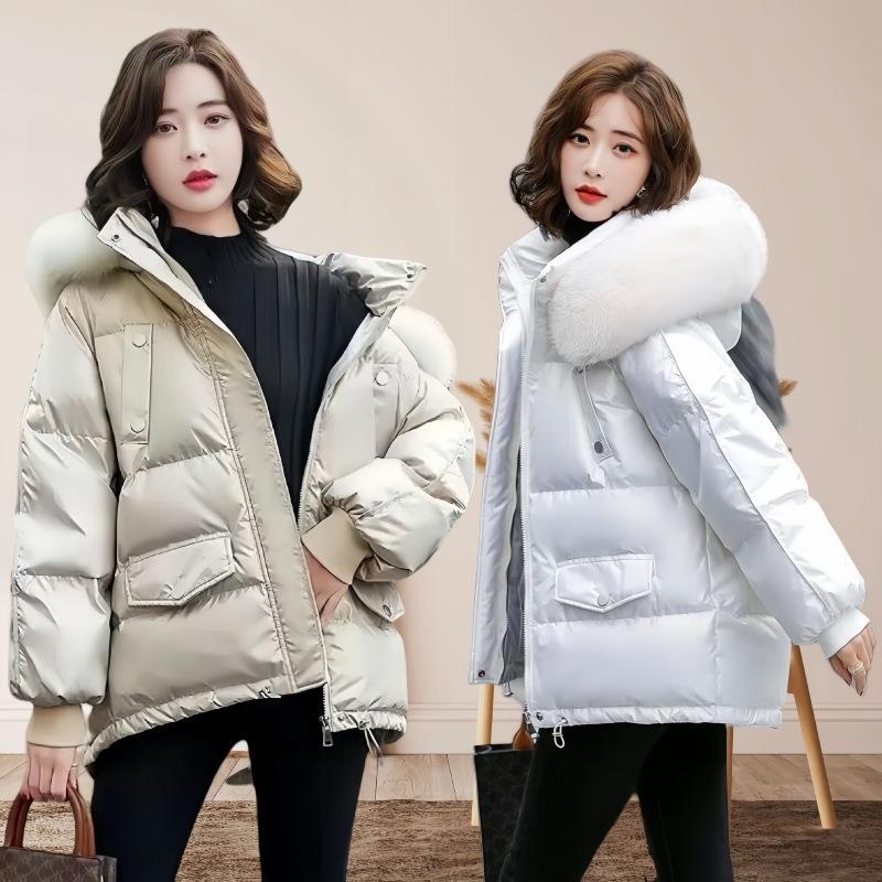 Winter Women's Fashionable Versatile Shiny Loose Warm Coat