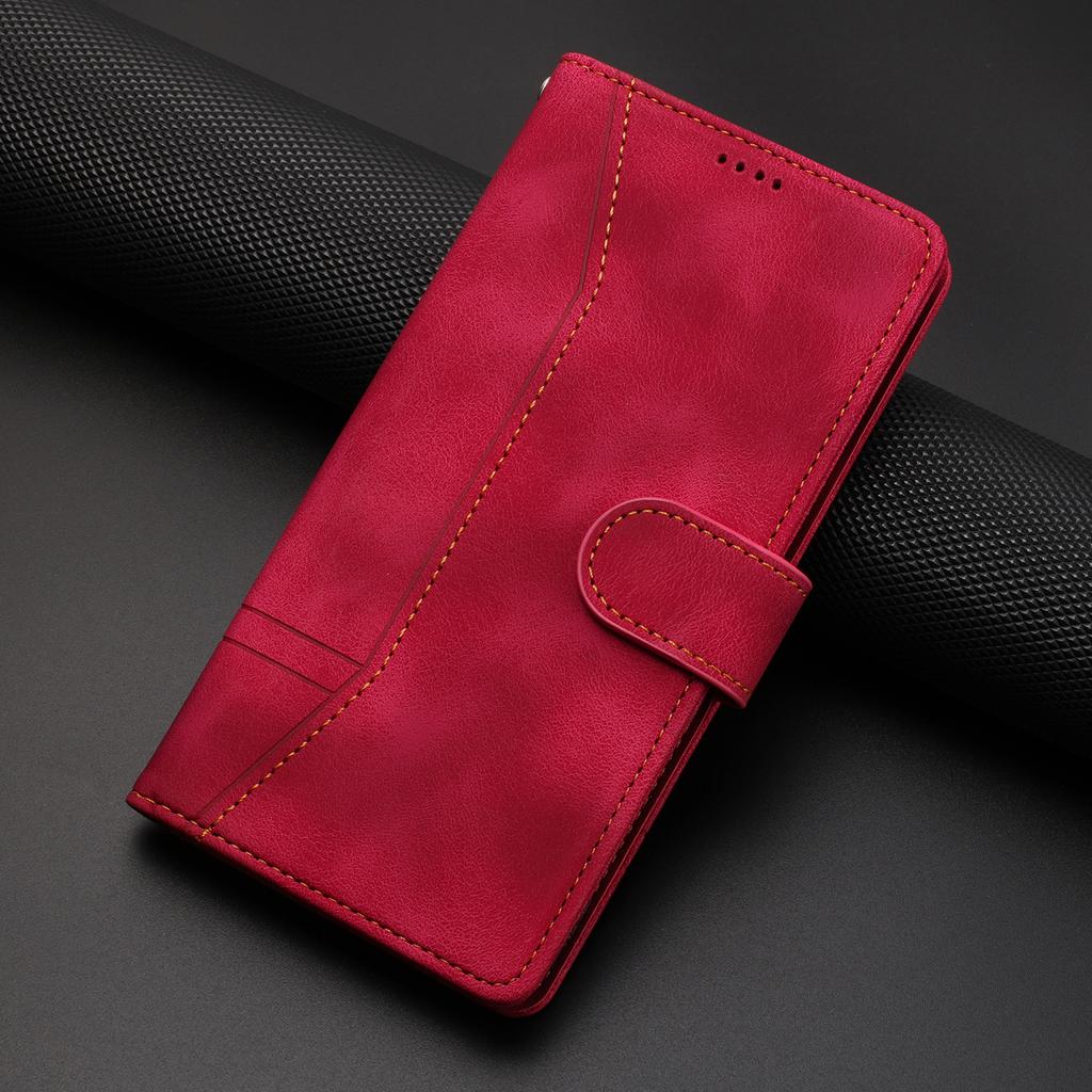 L002 For iPhone 13 Pro Max 6.7 Inch Leather Wallet Stand Phone Case Shockproof Lines Imprinted Cover
