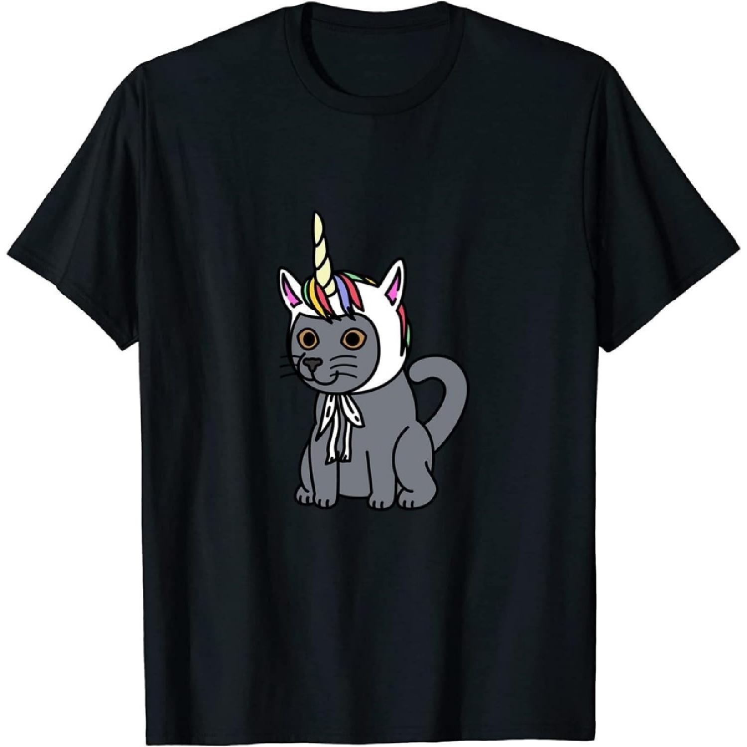 Unicorn Hat British Shorthair Cat Pet T-Shirt Sweatshirt Hoodie Tank top V-Neck for Men Women Kids S