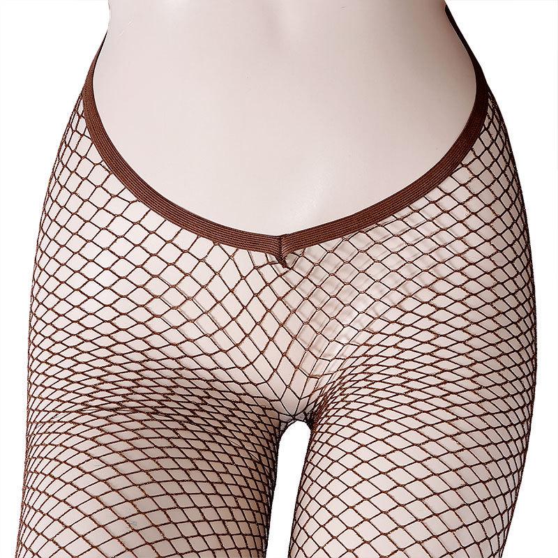 Women's Glittering V-Waist Fishnet Stockings with Silver and Gold Threads for Nightclub or Stage Wear