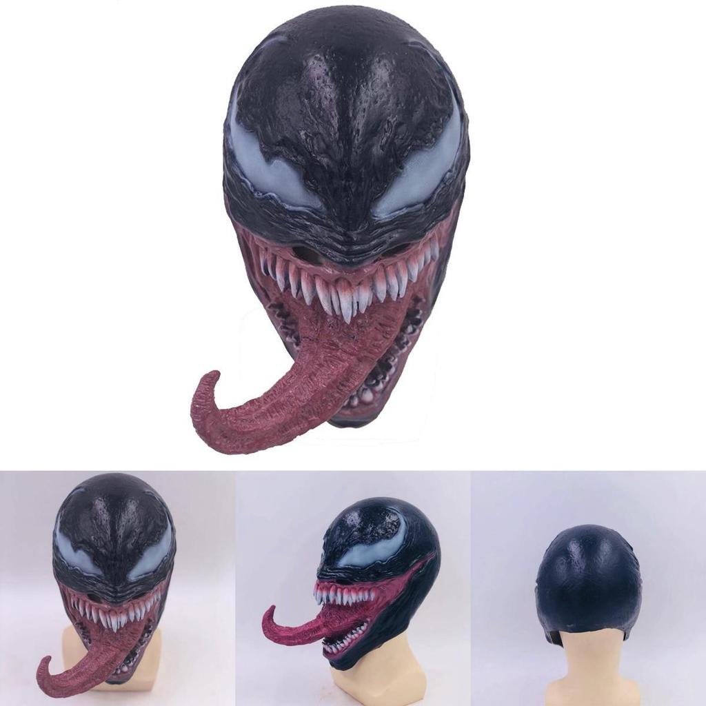 Maschera cosplay di Venom in lattice di alta qualità, realistica, horror, supereroe, Marvel Comics.